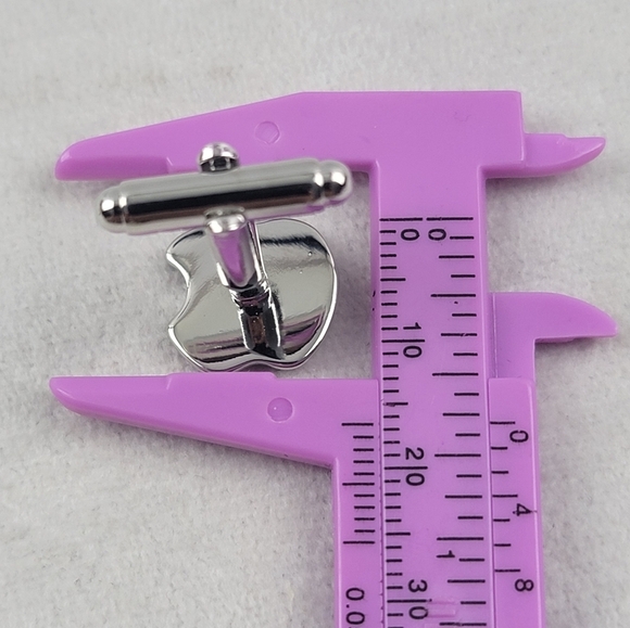 NWOT APPLE CUFFLINKS Computer Tech Geek Red Silver Tone - Picture 4 of 5